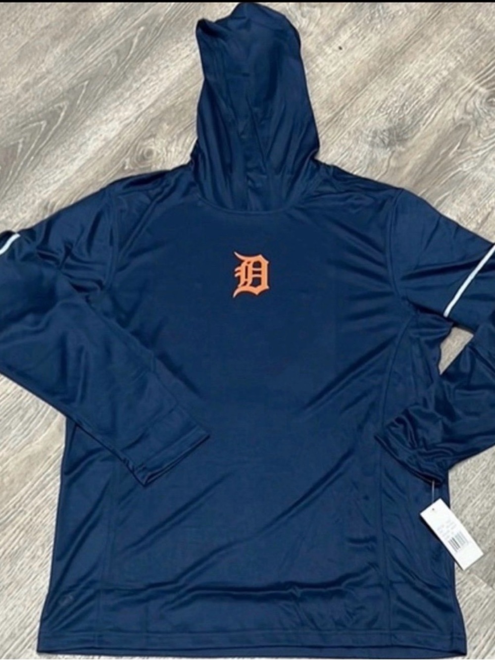 Detroit Tigers Navy Hooded Pullover with Orange D Logo